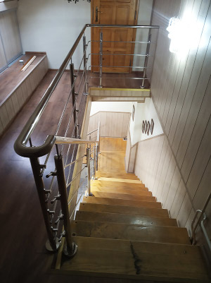 Glossy stainless steel railing